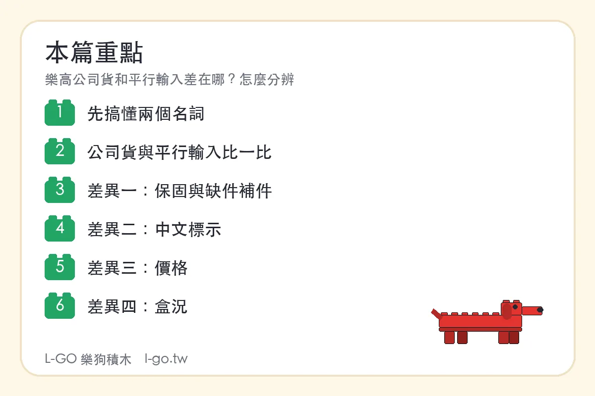 樂高公司貨和平行輸入差在哪？怎麼分辨 本篇重點